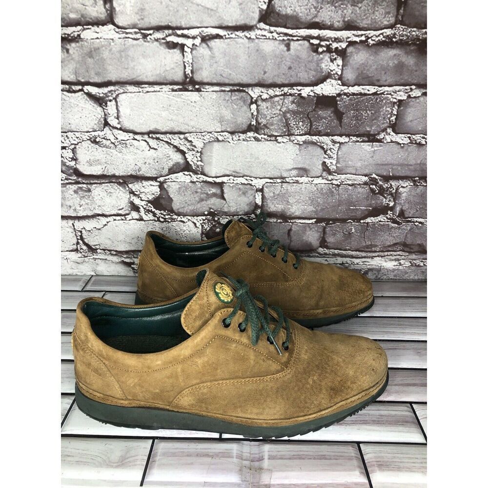 Bally Suisse Brown Suede Comfort Lace Up Casual Green Shoes Men Sz 8M US/41EU